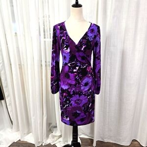 Chaps Purple Floral Midi Dress